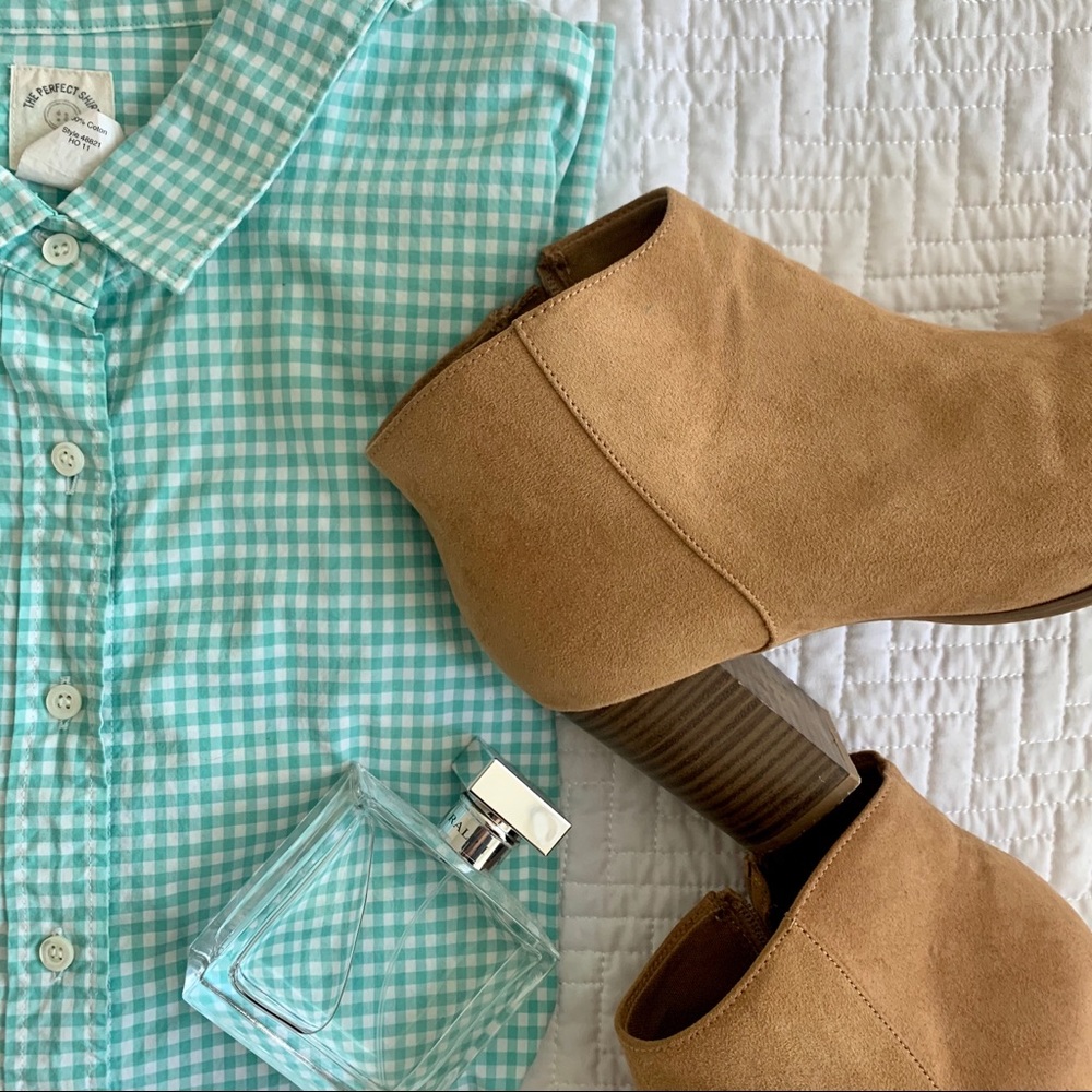 J. Crew teal and white button down